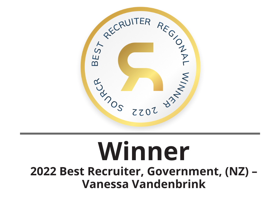 2022 BEST RECRUITER, GOVERNMENT (NZ) - Vanessa Vandenbrick Award Logo