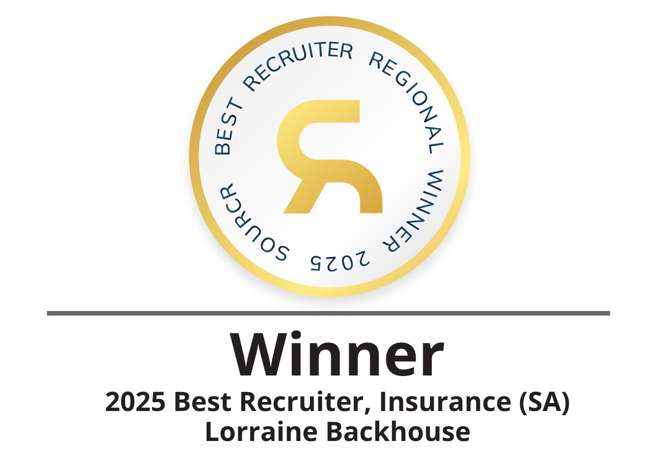 Winner 2025 Best Recruiter, Insurance (SA) Lorraine Backhouse Award Logo