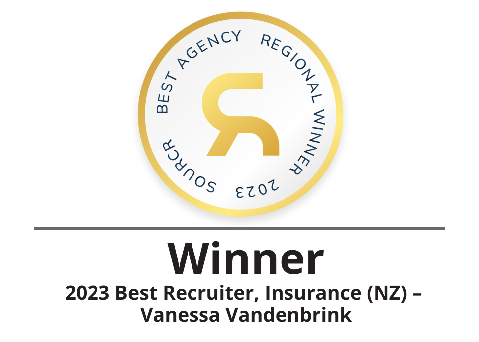 2023 Best Recruiter, Insurance (NZ) –  Vanessa Vandenbrink Award Logo